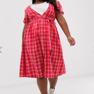 Influence Plus size 16 red plaid midi summer dress